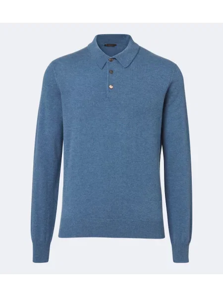 Tricou polo Rubinacci din cașmir albastru