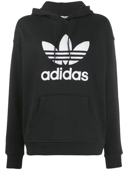 Bluza z kapturem Adidas w paski z odkrytymi plecami czarna