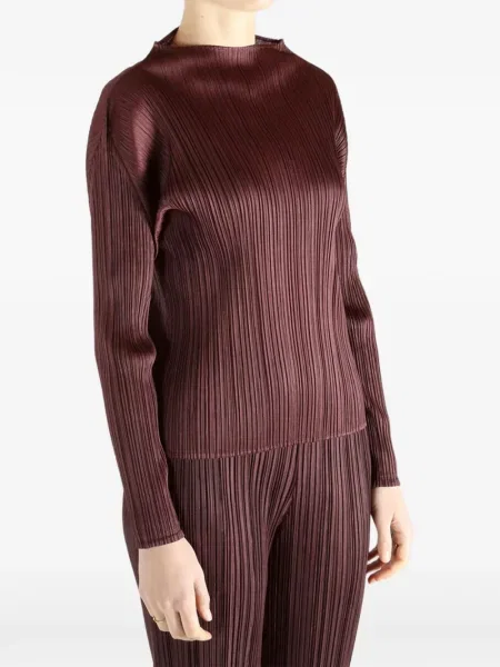 Plisirani dugo top Pleats Please Issey Miyake smeđa