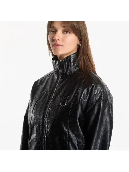 Μπουφάν Karl Lagerfeld Jeans Karlism Pu Bomber Black XS μαύρο