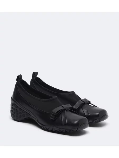Chiloți Simone Rocha cu funde din piele slip-on negru