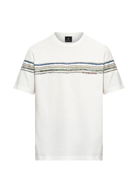 Tricou Ps Paul Smith cu dungi cu imagine alb