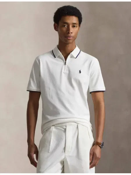 Tricou polo Polo Ralph Lauren clasic stretch alb