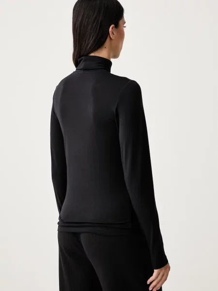 Tricou cu mânecă lungă Emporio Armani Underwear din lyocell negru