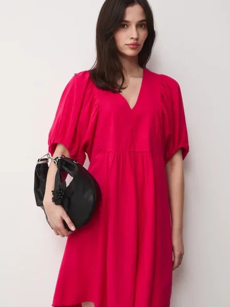 Medicine sukienka oversize z lnem różowa