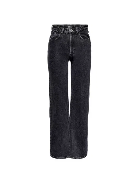 Jeansy z szeroką nogawką z mieszanki bawełny model ‘JUICY LIFE’ Only czarne