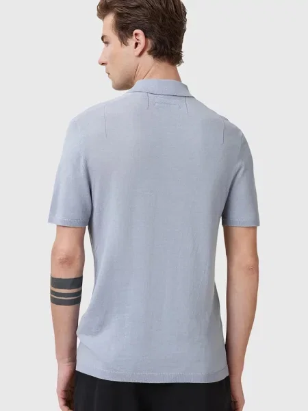 Tricou polo Allsaints de lână albastru
