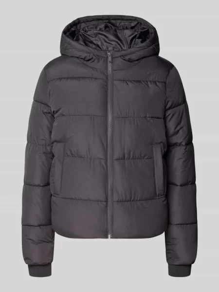 Kurtka pikowana o kroju regular fit z kapturem model ‘BEE NEW’ Pieces brązowa