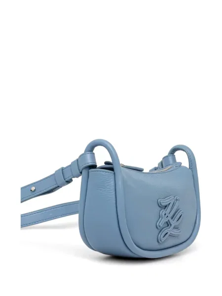 Kožna crossbody torbica Karl Lagerfeld s autogramom plava