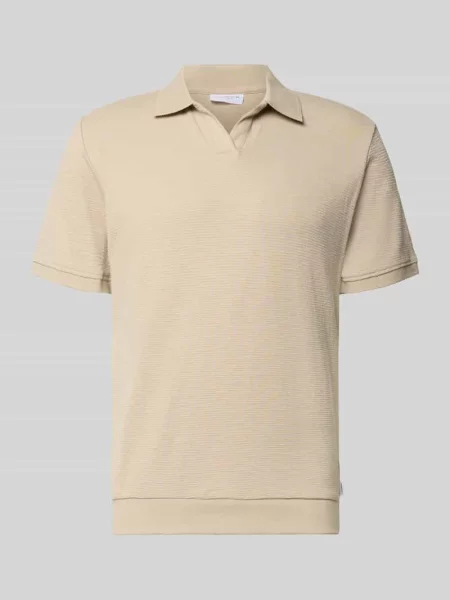 Koszulka polo o kroju comfort fit z dekoltem w serek Lindbergh brązowe