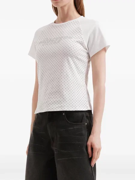Mała koszulka Mini Cream w grochy mini biała