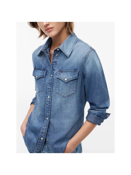 Tommy Jeans košeľa dámska rifľová modrá