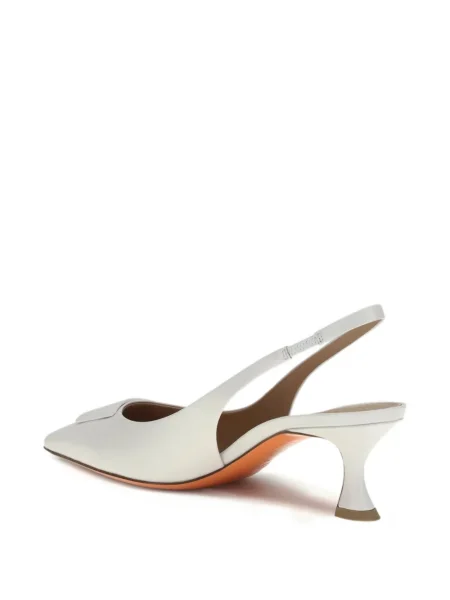 Pantofi cu toc Santoni cu cataramă slingback alb