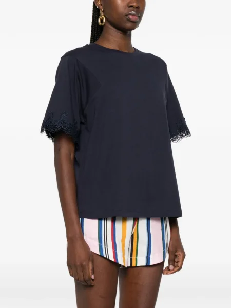 Tricou Twinset din dantelă albastru