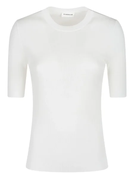 Tricou P.a.r.o.s.h. scurt cu nervuri alb