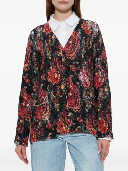 Cardigan R13 cu imagine cu model paisley negru