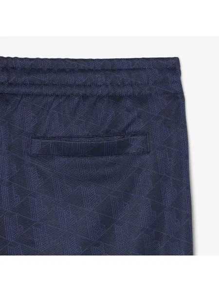 Lacoste Spodnie Dresowe Z Monogramowym Żakardem granatowe
