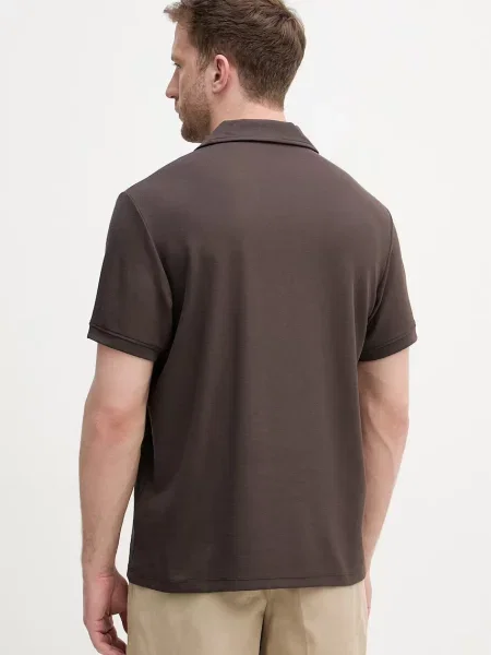Calvin Klein Jeans Polo Easy Micro Waffle brązowy