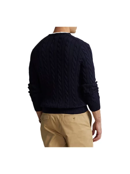 Sweter z dzianiny z wyhaftowanym logo Polo Ralph Lauren niebieski