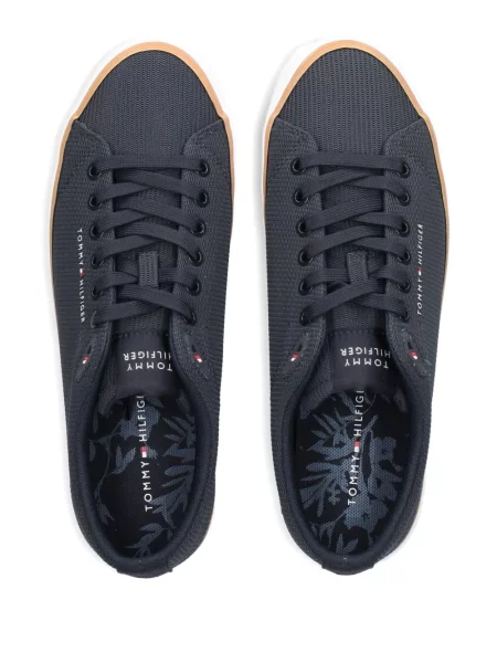 Sneakerși Tommy Hilfiger cu șireturi din dantelă albastru