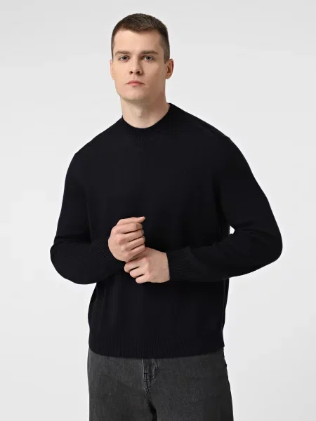 Джемпер Armani Exchange темно-синій бавовна/вовна синій