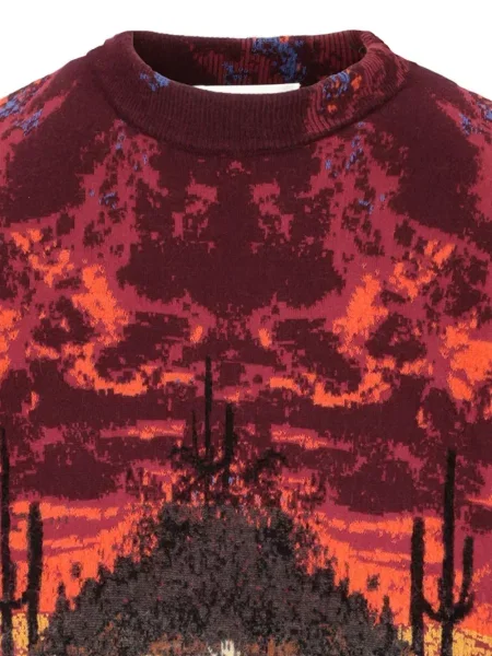 Pulover Laneus din jacard roșu