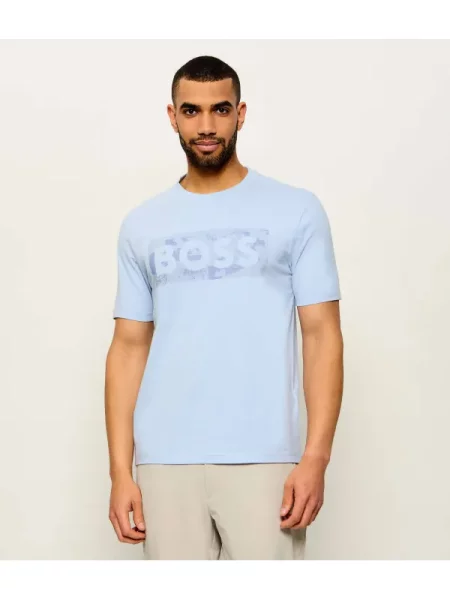 BOSS GREEN Tricou TS_Globe | stretch albastru