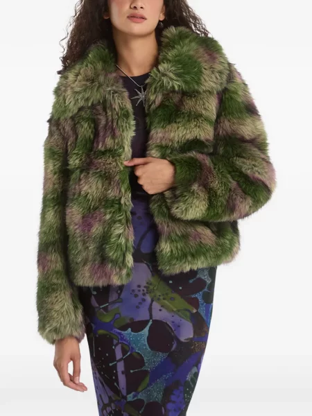Palton de blană Desigual cu blană verde