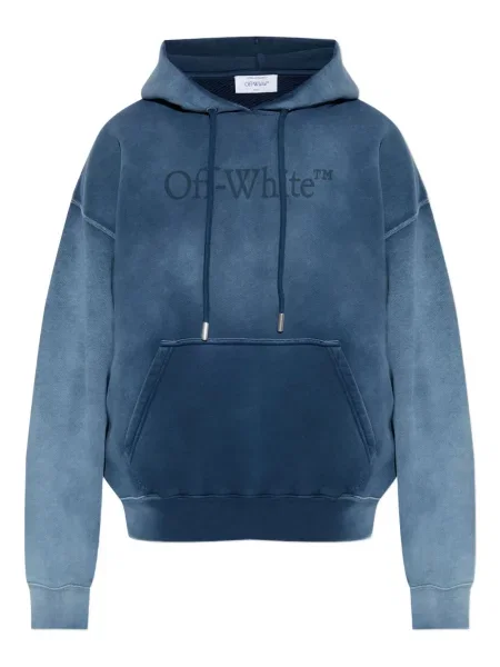 Hanorac cu glugă Off-white cu imagine alb