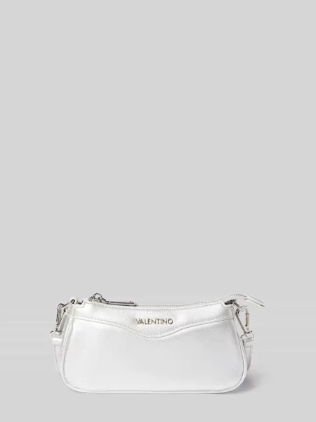 Torba na ramię z aplikacją z logo model ‘ELLY’ Valentino Bags srebrna