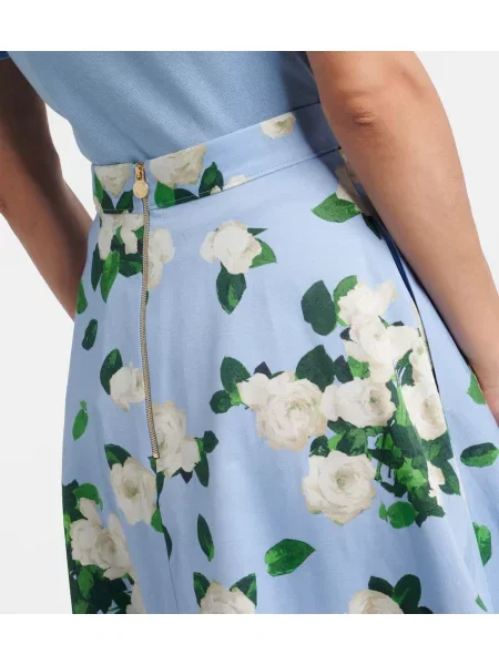 Fustă midi Carolina Herrera cu model floral albastru