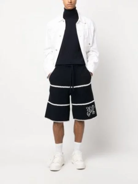 Siuvinėtos vilnonės šortai Palm Angels mėlyna