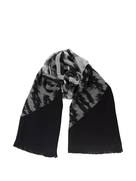 Fular Cavalli Class cu imagine din jacard negru