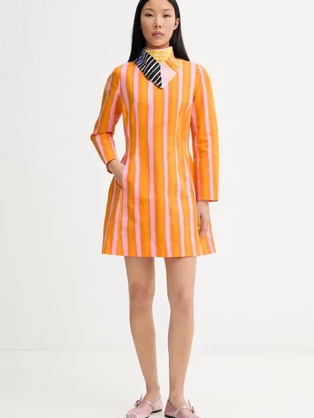 Marimekko Rochie cu amestec de in portocaliu