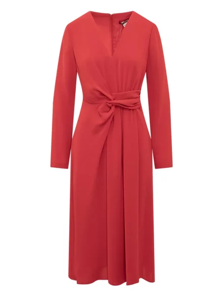 Rochie midi Max Mara cu decolteu în V până la genunchi de costum roșu