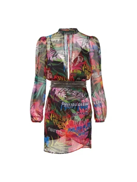Wielobarwność sukienka Philipp Plein szyfonowa