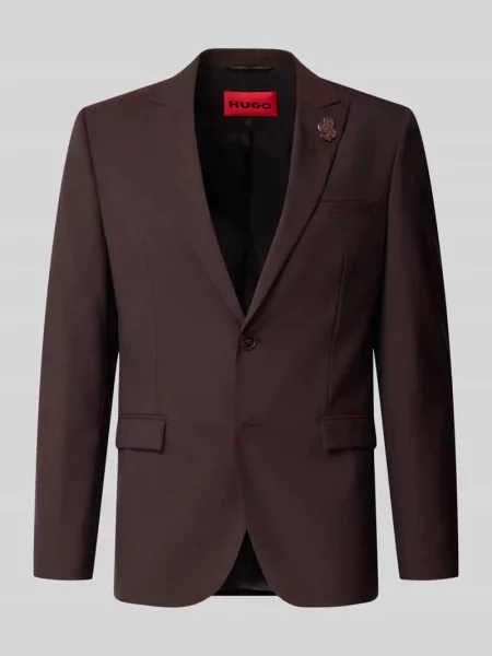Marynarka o kroju slim fit z żywej wełny z detalem z logo Hugo