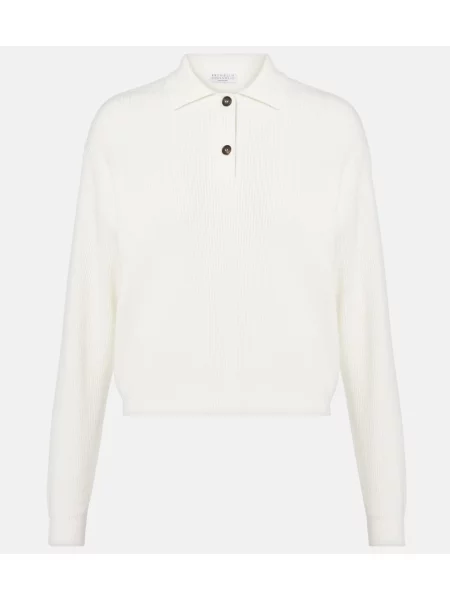 Pulover Brunello Cucinelli tricotate alb