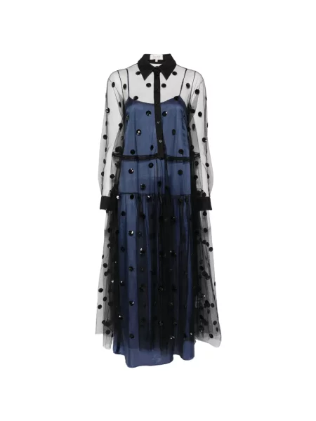 Rochie midi Psophia cu paiete din tul albastru