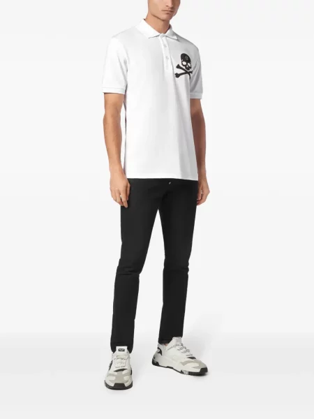 Raštuota polo marškinėliai Philipp Plein balta