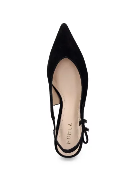 Pantofi cu toc Furla cu funde slingback negru