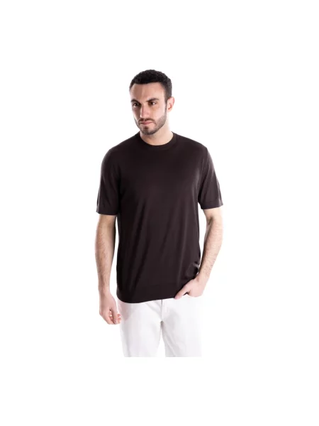 Dzianinowy sweter Paolo Pecora brązowy