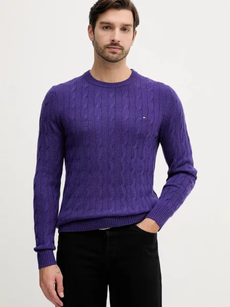 Volnen pulover Tommy Hilfiger vijolična
