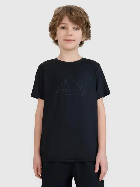 T-SHIRT CHŁOPIĘCY 4F KOSZULKA SPORTOWA SZYBKOSCHNĄCA czarna