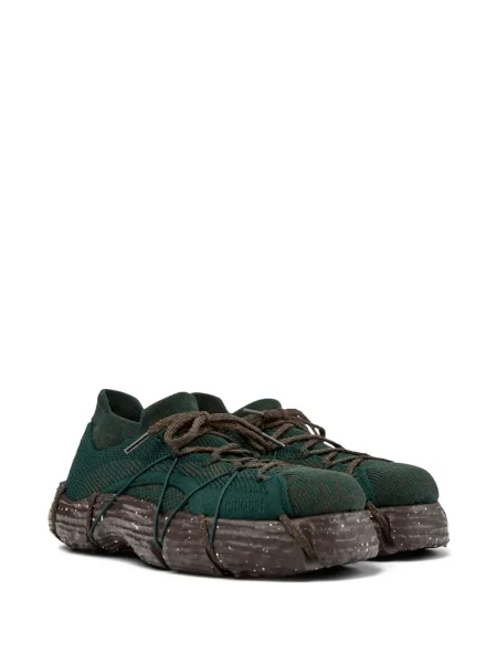 Sneakerși Camper cu șireturi tricotate verde