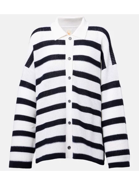 Cardigan Jardin Des Orangers din cașmir cu dungi alb