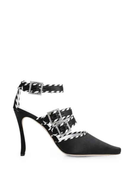 Pantofi cu toc Manolo Blahnik cu cataramă cu bretele negru