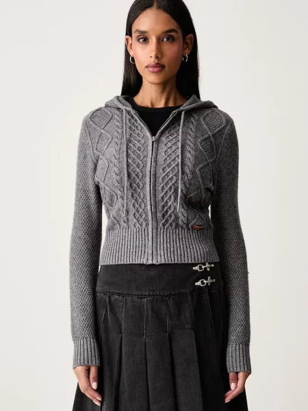 Guess Jeans cardigan pentru femei cu amestec de lână gri