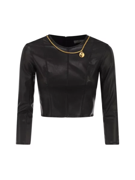Lniany top Elisabetta Franchi czarny
