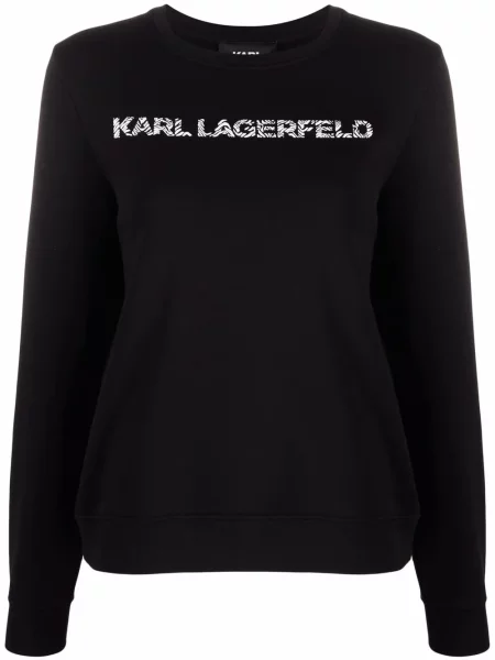 Hanorac crewneck Karl Lagerfeld cu imagine negru